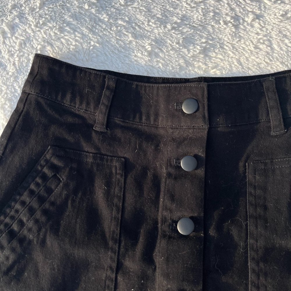 Black High Waisted Button Up Skirt